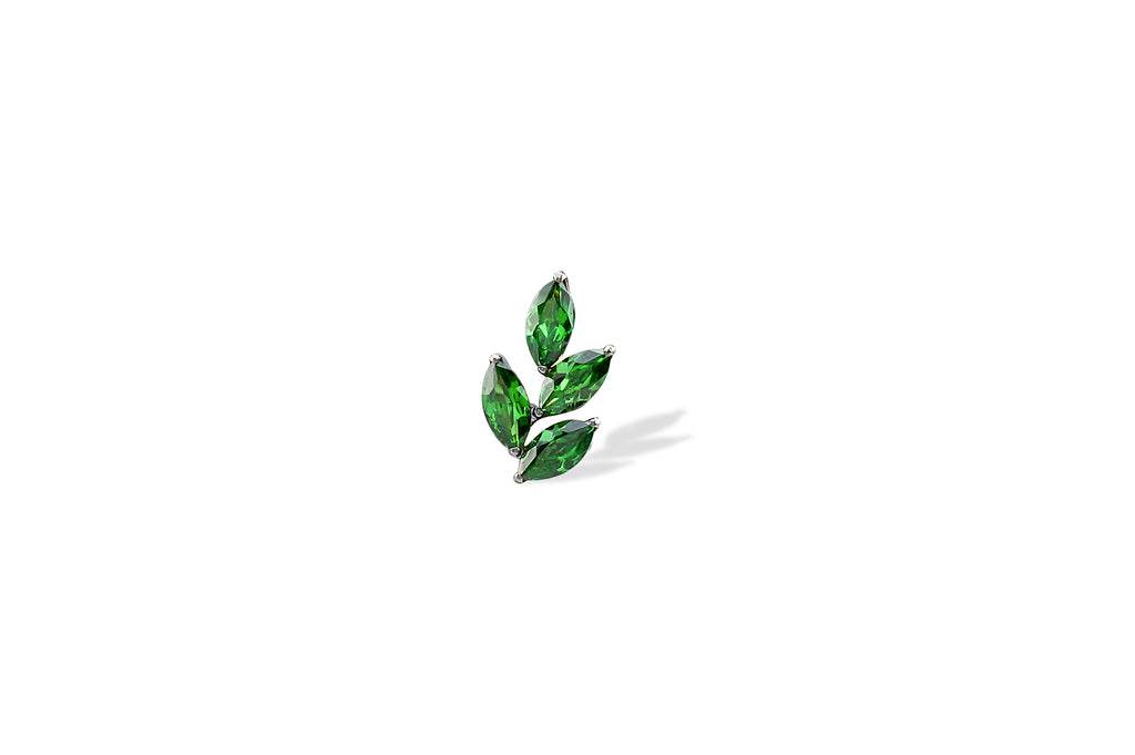 Emerald Crystal Leaf Titanium Stud