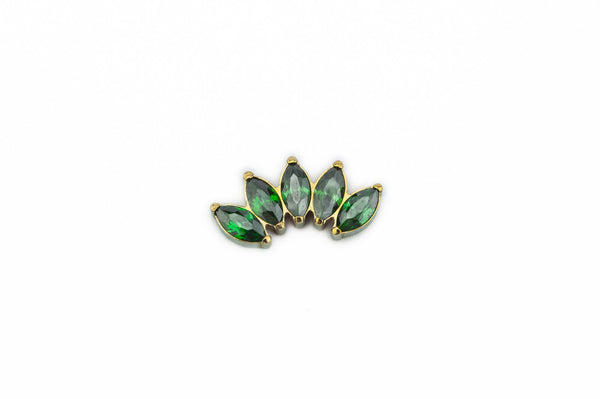 Emerald Crystal Flourished Lotus Titanium Stud