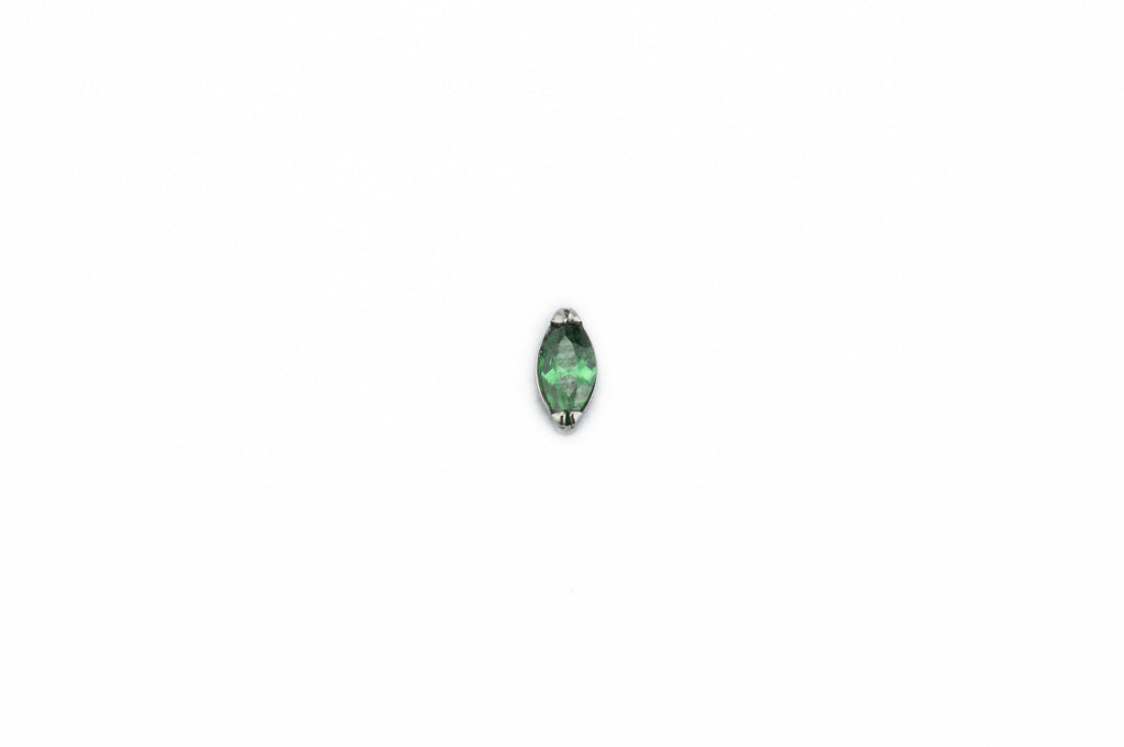 Emerald Crystal Teardrop Titanium Stud
