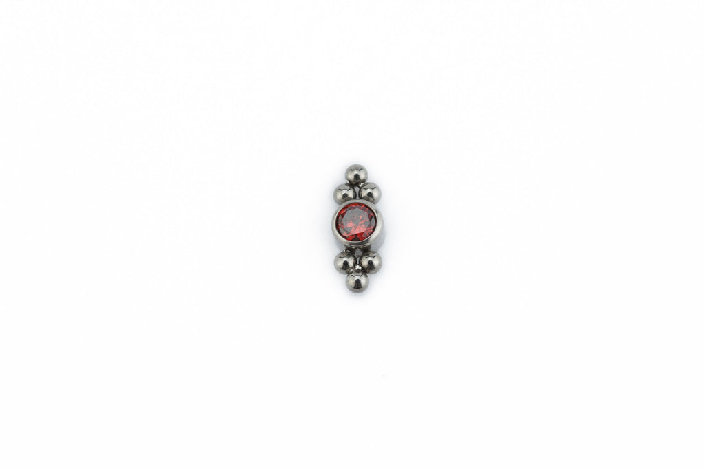 Garnet Crystal Double Tiny Dew Titanium Stud