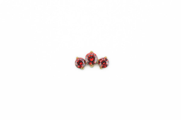 Garnet Crystal Three Point Prong Titanium Stud