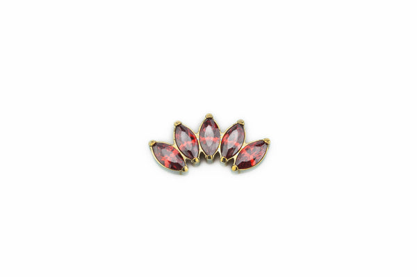 Garnet Crystal Flourished Lotus Titanium Stud