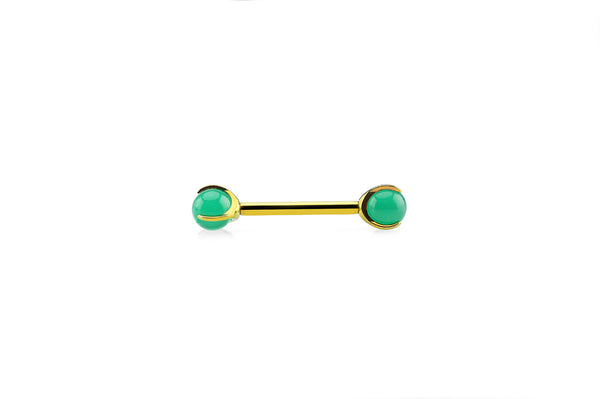 Green Jade Prong Titanium Nipple Barbell