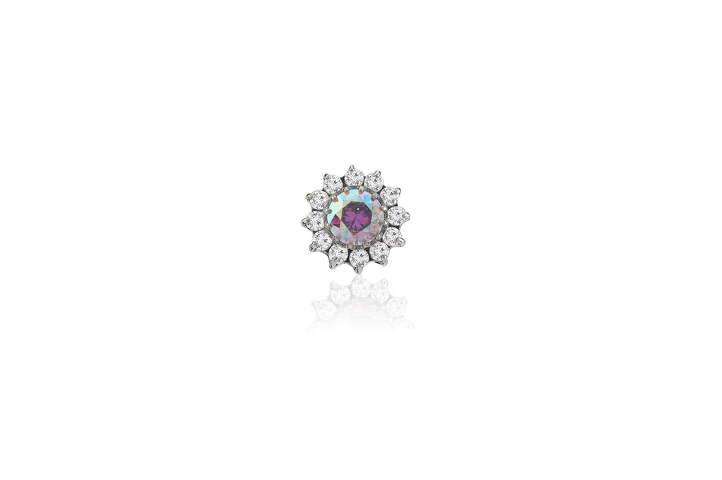 Aurora Borealis Crystal Luxurious Flower Titanium Stud