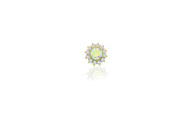 Aurora Borealis Crystal Luxurious Flower Titanium Stud