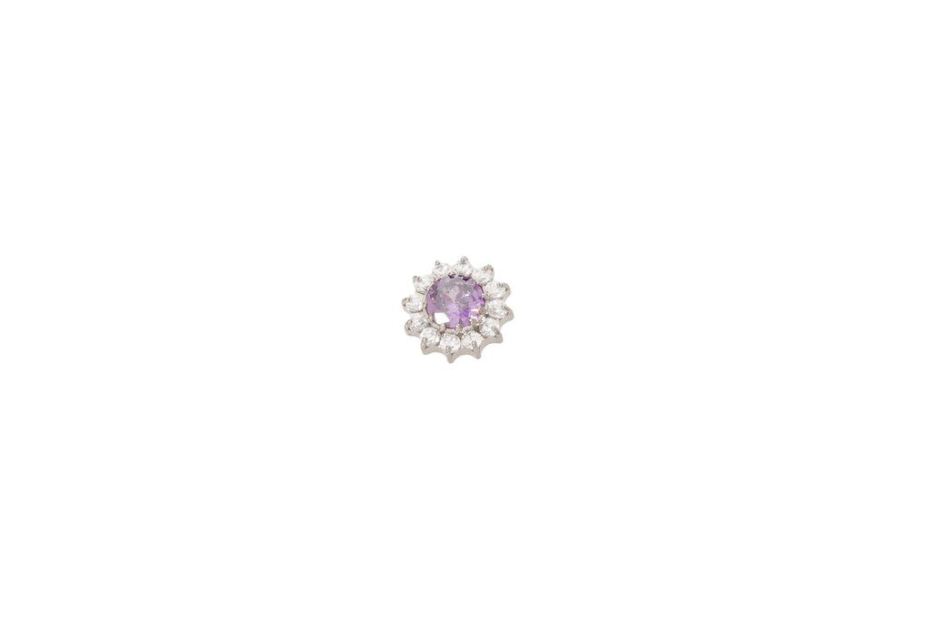 Amethyst Crystal Luxurious Flower Titanium Stud