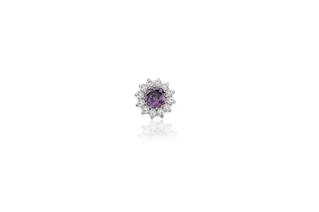 Amethyst Crystal Luxurious Flower Titanium Stud