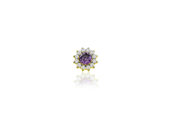 Amethyst Crystal Luxurious Flower Titanium Stud