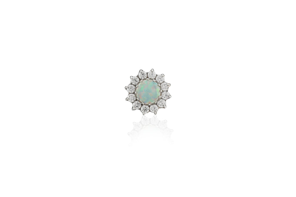 Opal Luxurious Flower Titanium Stud