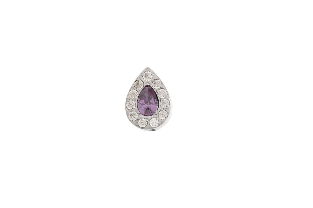 Amethyst Crystal Luxurious Teardrop Titanium Stud