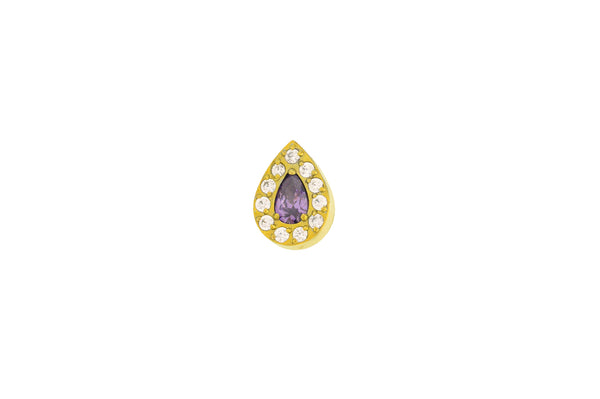 Amethyst Crystal Luxurious Teardrop Titanium Stud