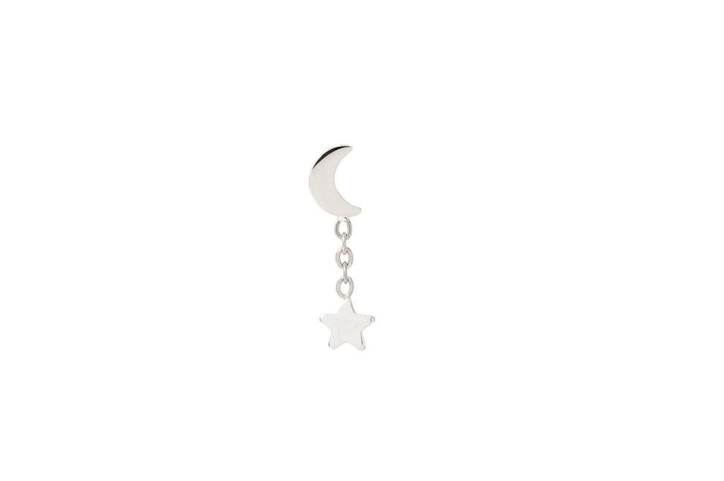 Moon Charm Star Titanium Stud