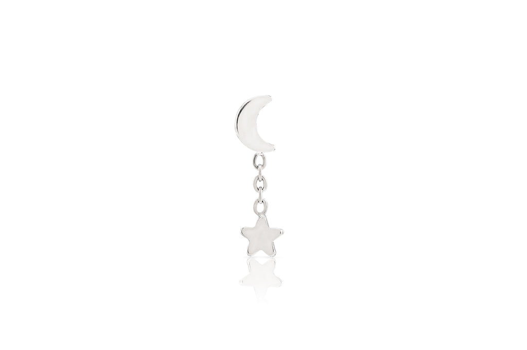 Moon Charm Star Titanium Stud