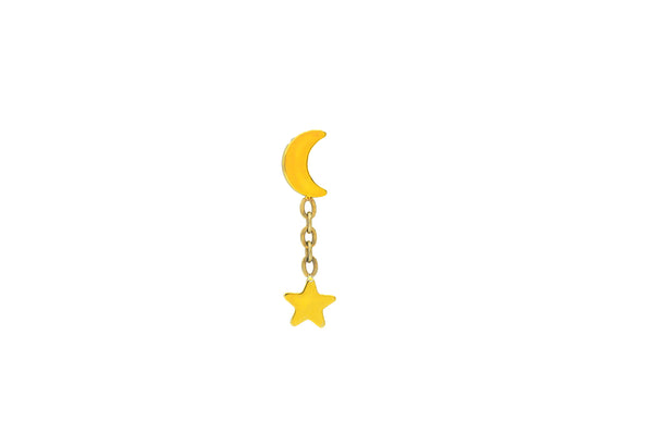 Moon Charm Star Titanium Stud