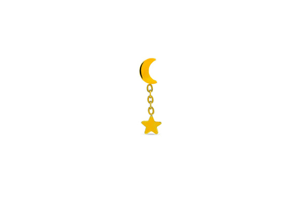 Moon Charm Star Titanium Stud