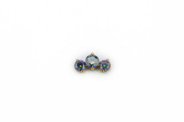 Vermilion Crystal Three Point Prong Titanium Stud