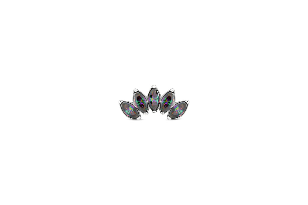 Vermilion Crystal Flourished Lotus Titanium Stud