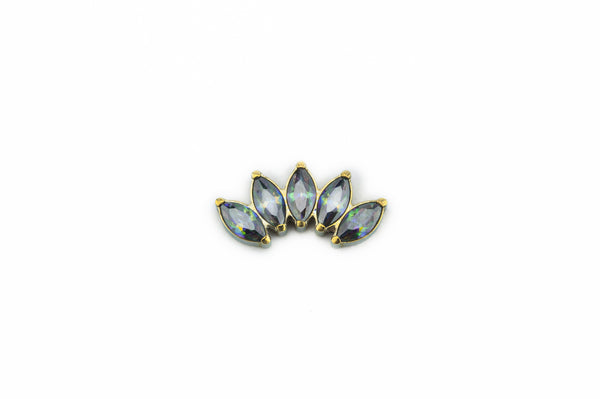 Vermilion Crystal Flourished Lotus Titanium Stud