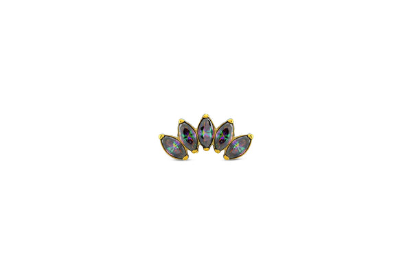 Vermilion Crystal Flourished Lotus Titanium Stud