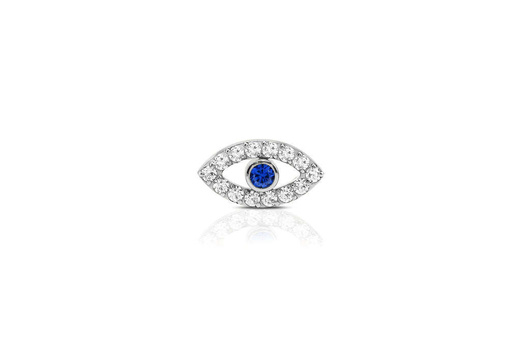 White and Blue Crystal Eye Titanium Stud