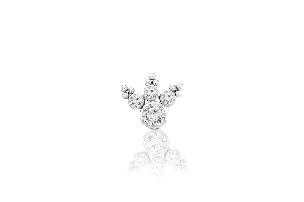 White Crystal Blossom Titanium Stud