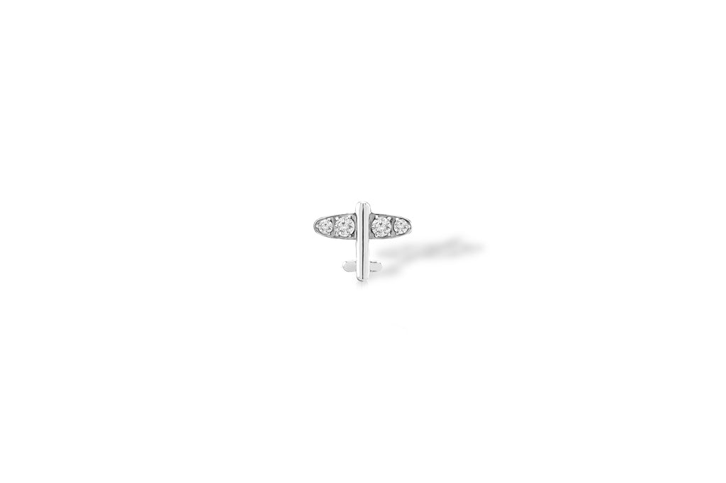 White Crystal Airplane Titanium Stud