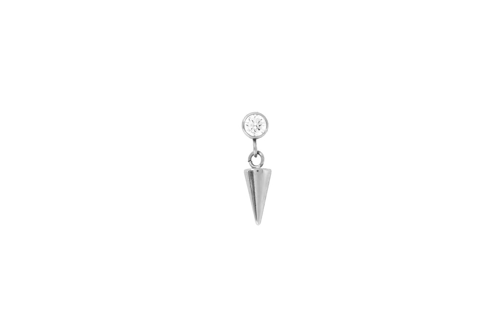 White Crystal Charm Spike Titanium Stud