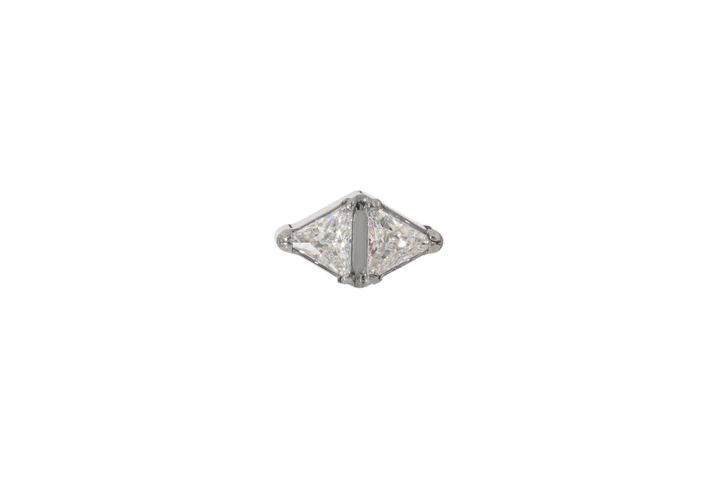 White Crystal Double Triangle Titanium Stud