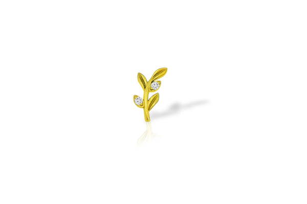 White Crystal Olive Branch Titanium Stud