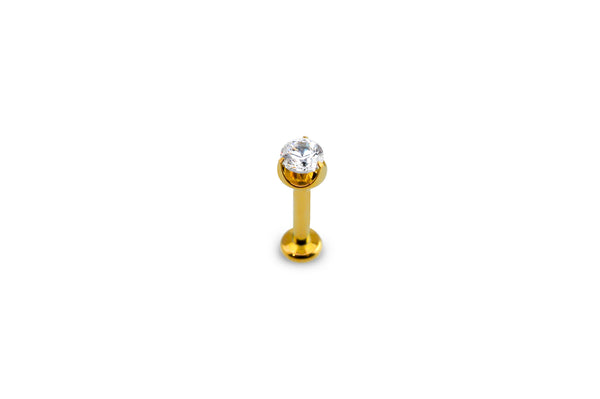 White Crystal Round Prong Titanium Stud