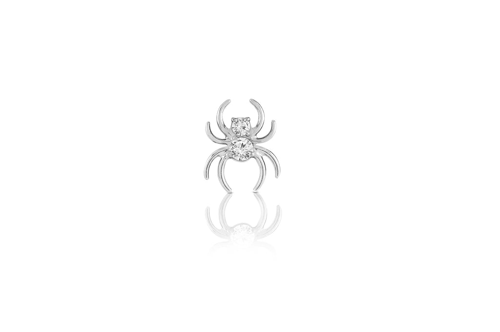 White Crystal Spider Titanium Stud