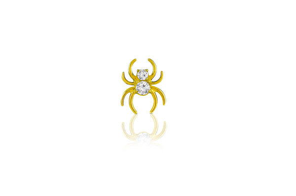 White Crystal Spider Titanium Stud