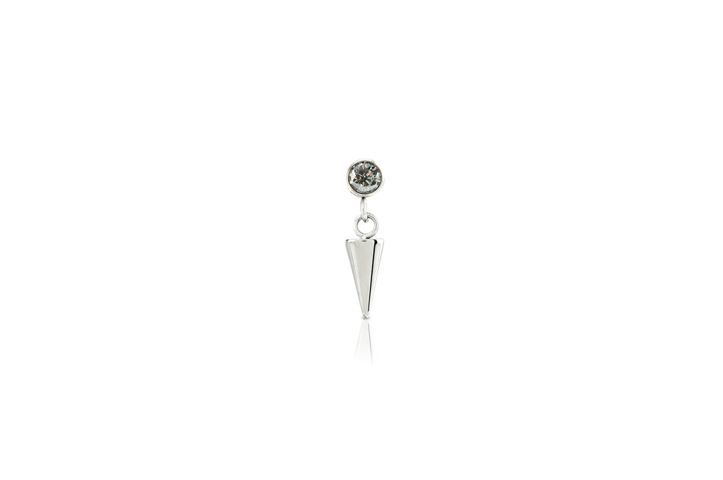 White Crystal Charm Spike Titanium Stud