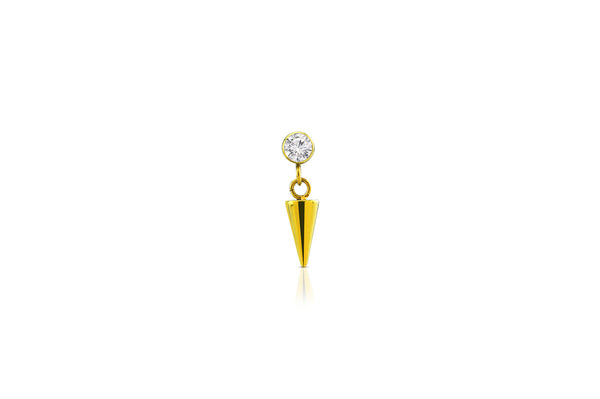 White Crystal Charm Spike Titanium Stud