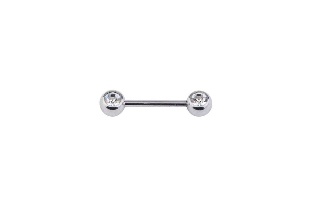 White Crystal Surgical Steel Straight Barbell