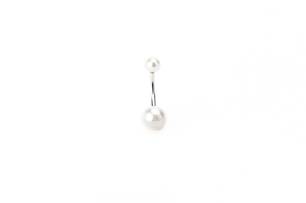 Double Pearl Surgical Steel Navel Barbell