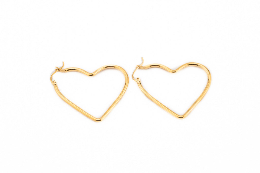 Heart Gold Surgical Steel Hoops