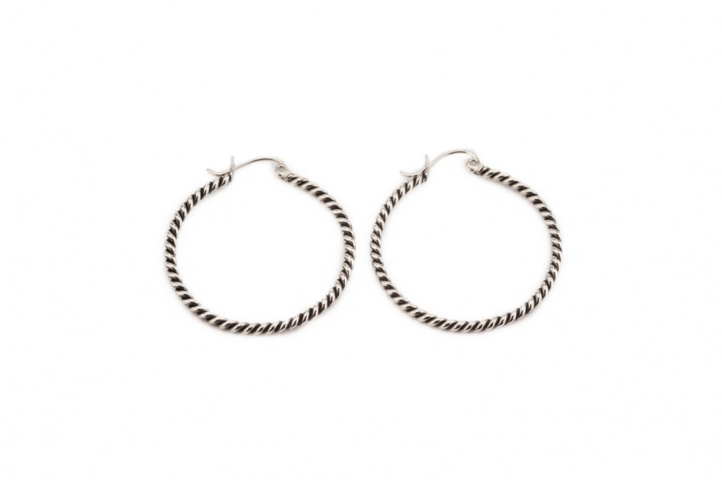 Braided Silver Surgical Steel Hoops