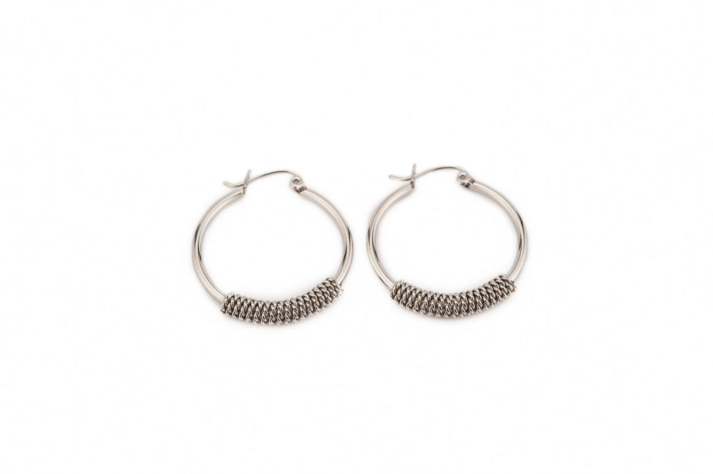 Knitted Silver Surgical Steel Hoops