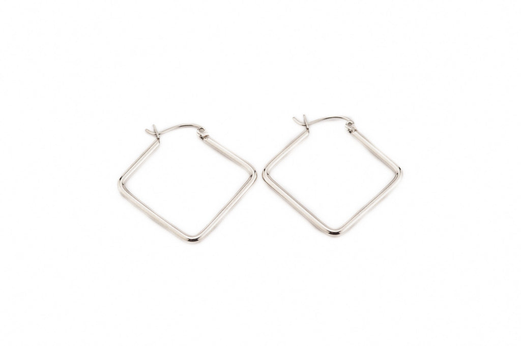 Square Silver Surgical Steel Hoops