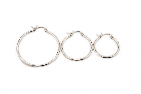 Silver Surgical Steel Hoops