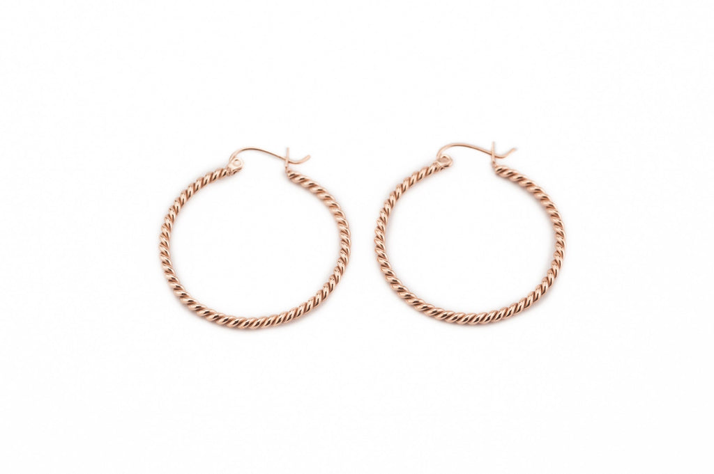 Braided Rosegold Surgical Steel Hoops