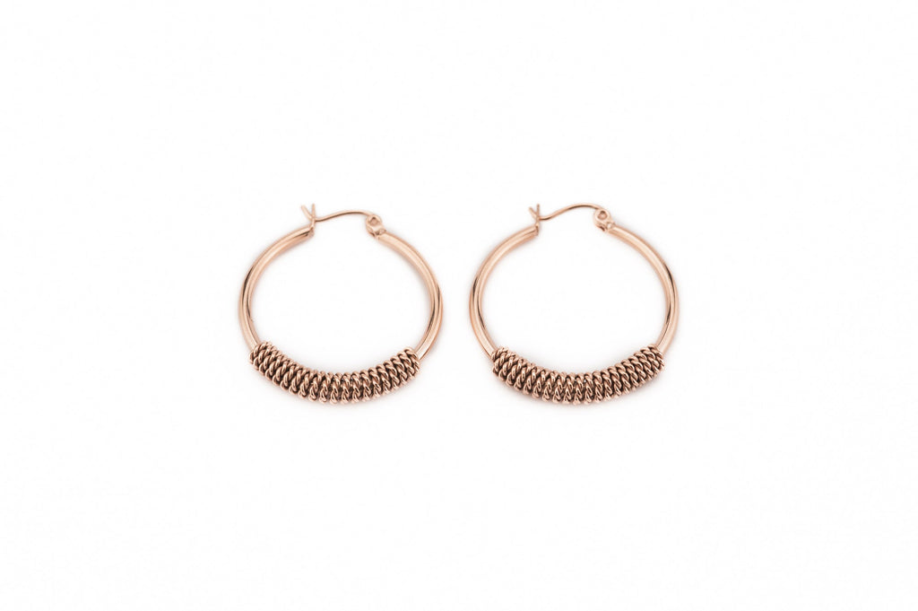 Knitted Rosegold Surgical Steel Hoops