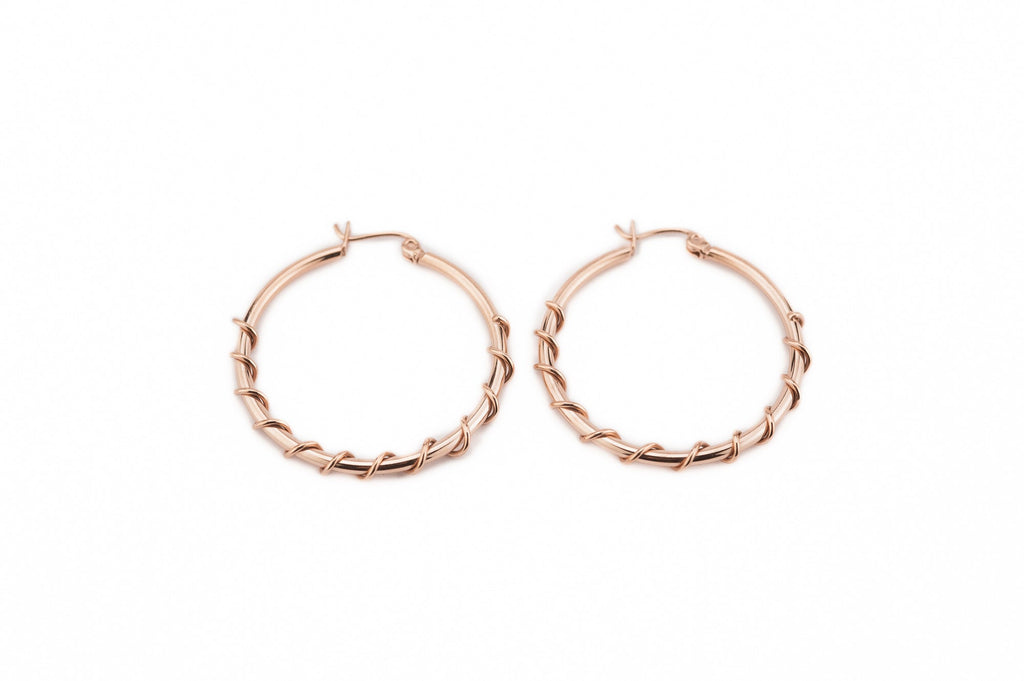 Wired Rosegold Surgical Steel Hoops