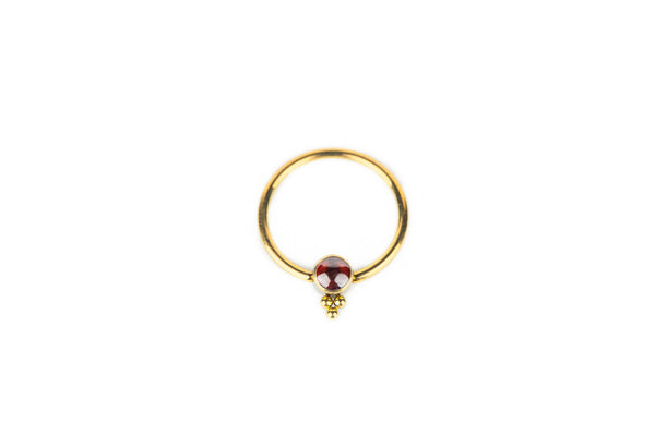 Red Onyx Dew Titanium Ring