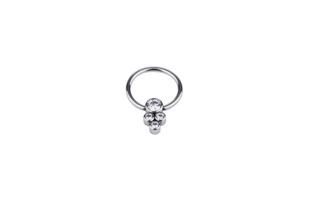 White Crystal Beads Titanium Ring