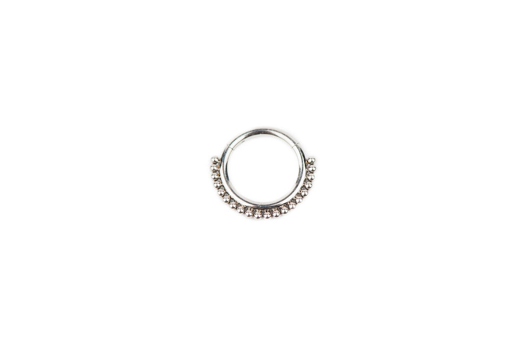 Tiny Beads Titanium Clicker Ring