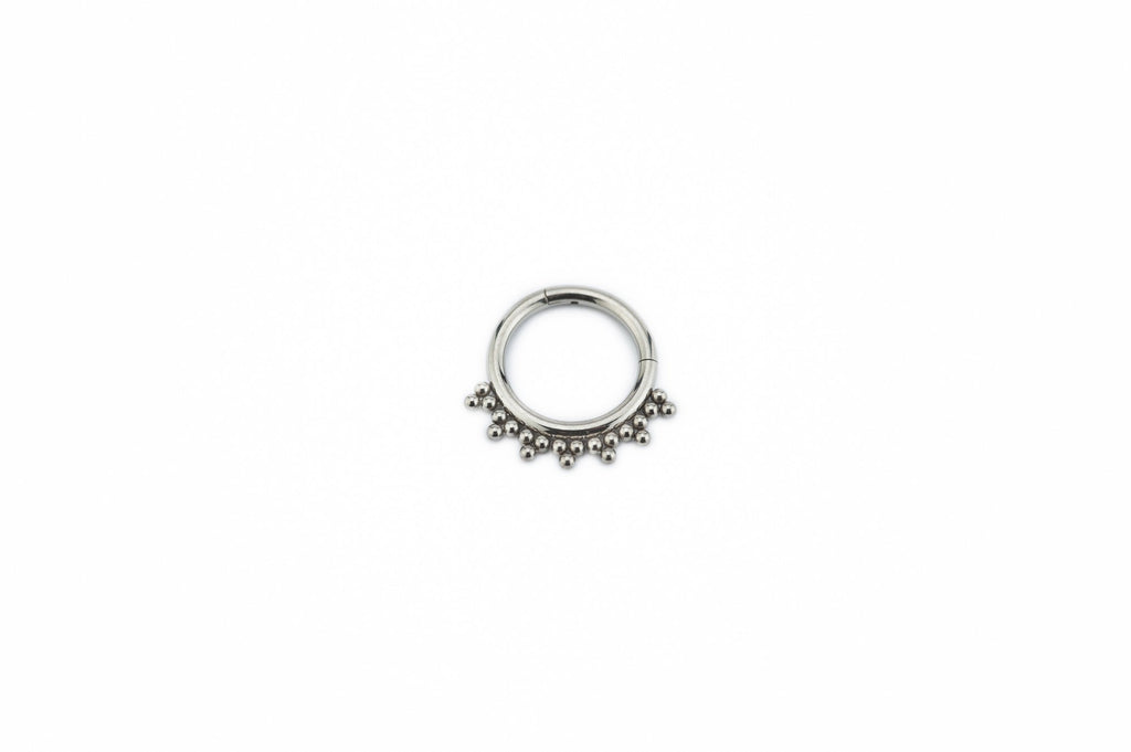 Seven Point Beads Titanium Clicker Ring