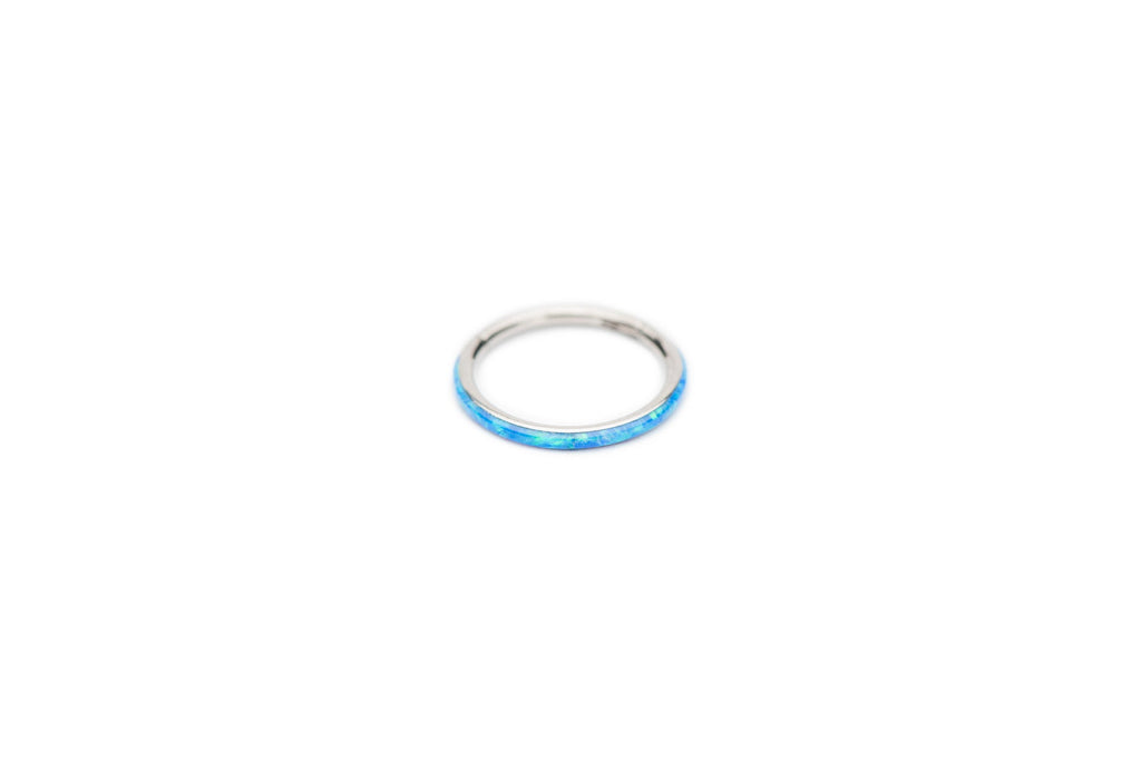Blue Opal Side Titanium Clicker Ring