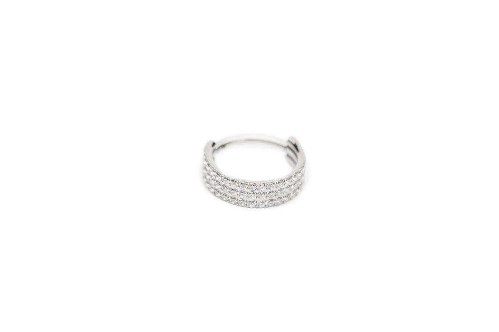 White Crystal Triple Thick Titanium Clicker Ring